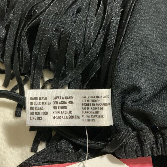 Luli Fama Black Fringe Bikini Top - Size Small NWT - Picture 7 of 10